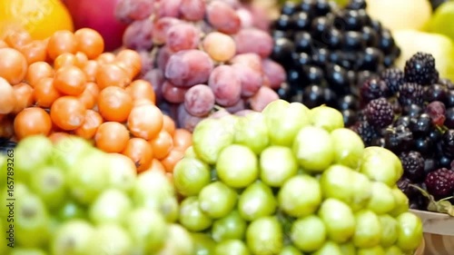 Wallpaper Mural Rustic Wooden Bowls Filled with Fresh Purple Grapes and Green Grapes at a Farmers Market Abundant Organic Fruit Display Healthy Produce Torontodigital.ca