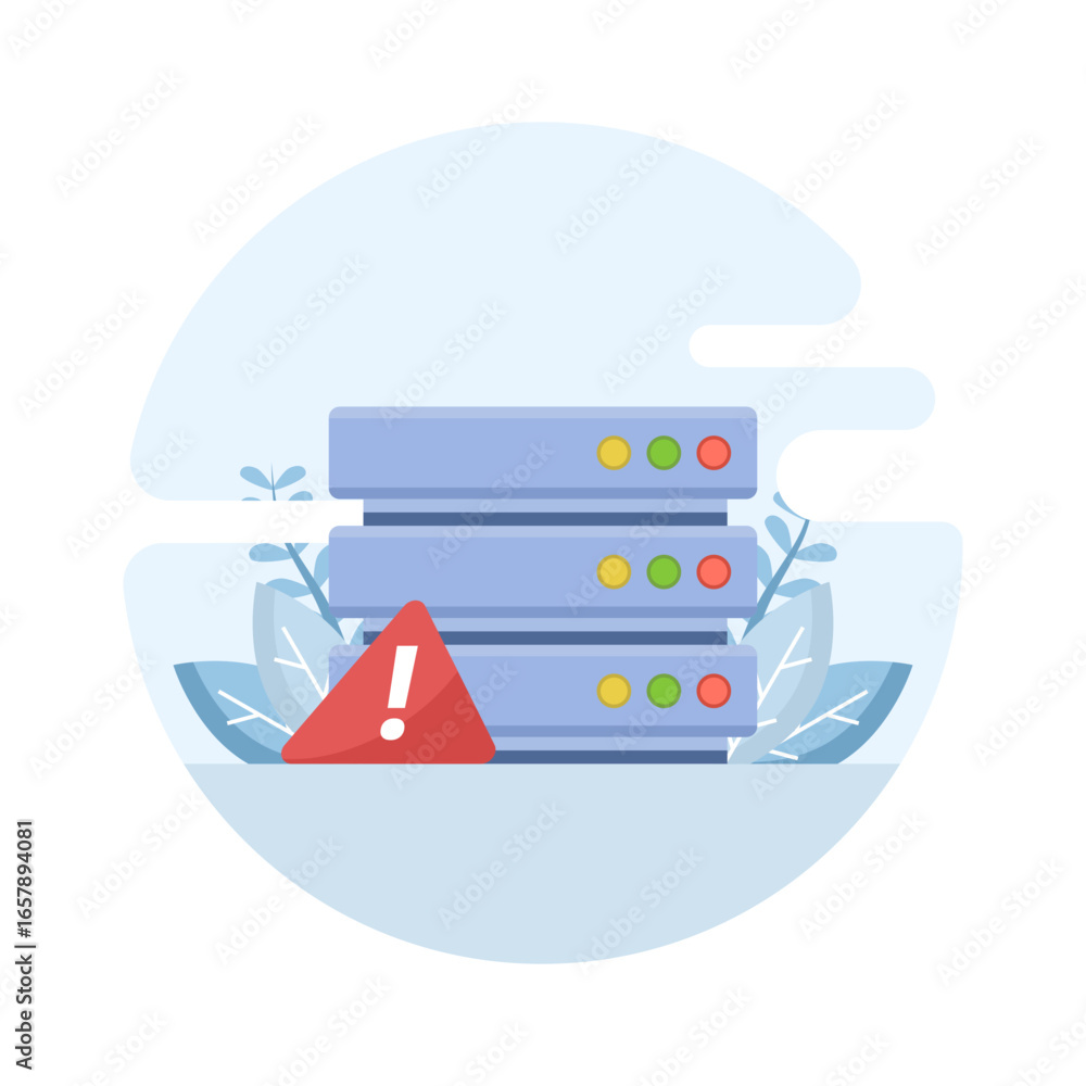 Fototapeta premium Flat vector illustration of no data conceptual icon. Empty database, missing file, error page, blank report, data not found, unavailable information, and digital storage problem in flat style.