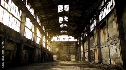 Wallpaper Mural Decaying Industrial Building Interior with Weathered Walls Broken Windows and Sunlight Piercing Rusted Metal Structures Torontodigital.ca