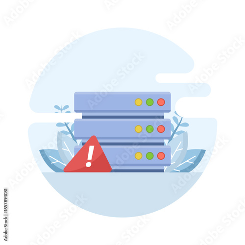 Flat vector illustration of no data conceptual icon. Empty database, missing file, error page, blank report, data not found, unavailable information, and digital storage problem in flat style.