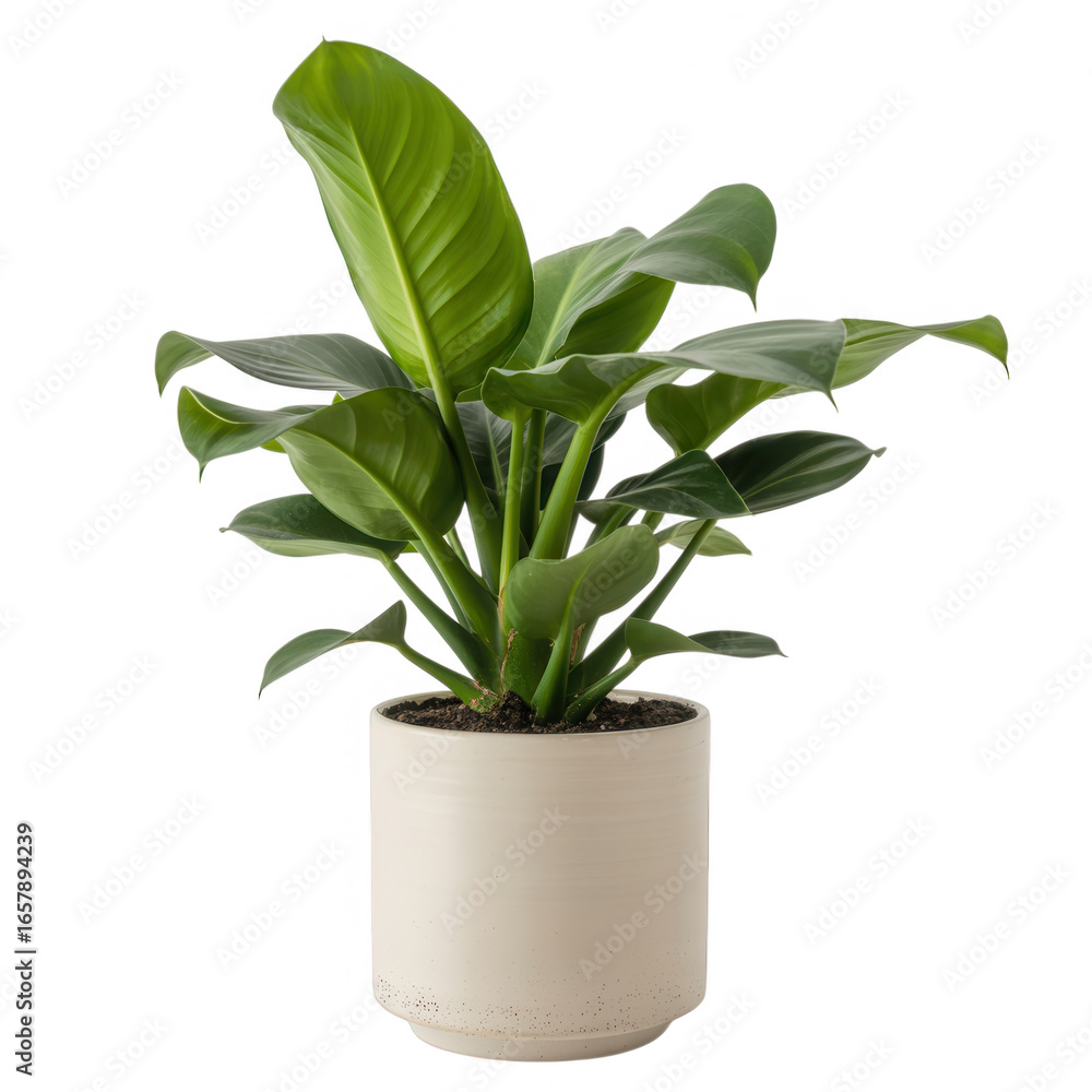 Lush green potted plant isolated on transparent background Lush green potted plant isolated on transparent background