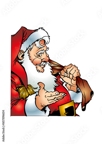 Santa Claus (Father Christmas) carrying a sack over hid shoulder