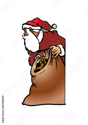 Santa Claus (Father Christmas) with a sack