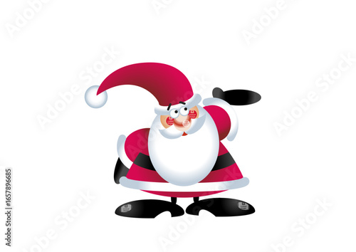 Santa Claus (Father Christmas) with a big white beard and dressed in red and white