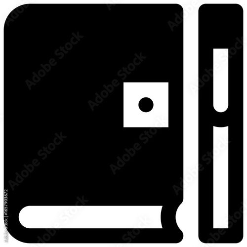 Journaling. Outlined stroke vector icon with black-filled details.