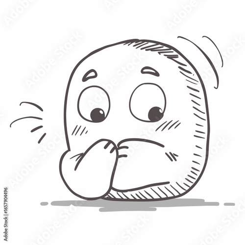 Expressive cartoon face conveys anxiety and worry, perfect for illustrating stress, nervousness, or concern in a relatable and engaging way for mental health or educational content