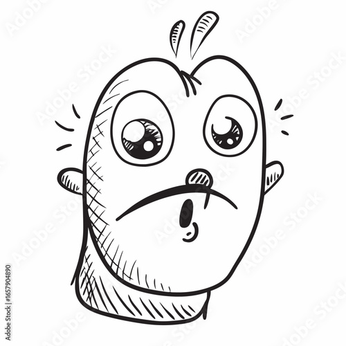 Surprised cartoon character with wide eyes and expressive features, perfect for illustrating shock, astonishment, or disbelief in any project