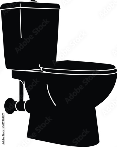 Toilet Silhouette Graphic Symbol Minimalist Sanitary Fixture Icon Clean Restroom.