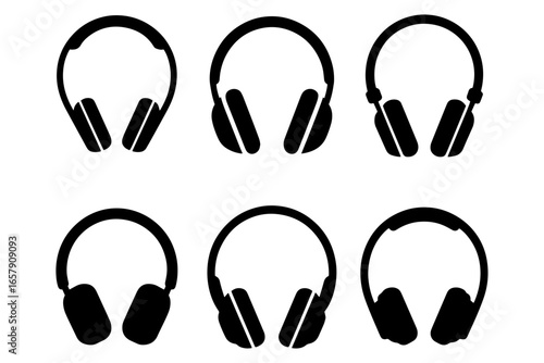  silhouette diverse collection of headphone designs 