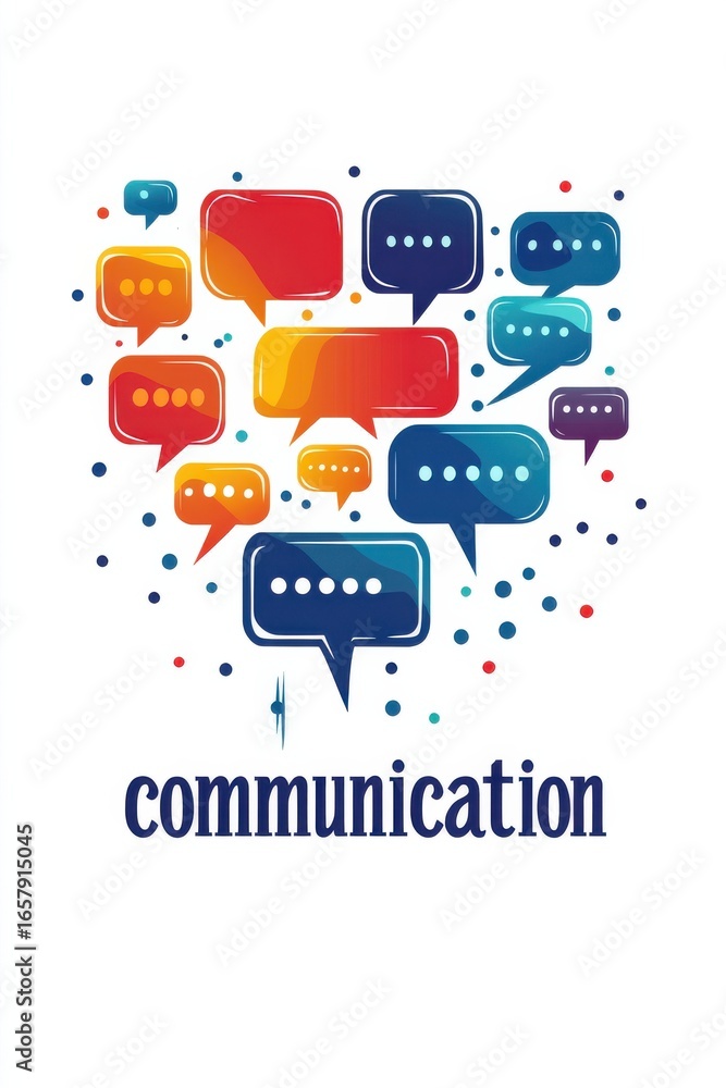 Naklejka premium Vibrant speech bubbles representing communication and ideas in colorful abstract design