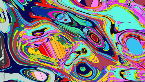 Colorful abstract psychedelic fluid background for music festival