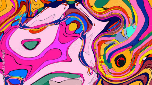 Colorful, abstract, fluid, and geometric background for a music festival