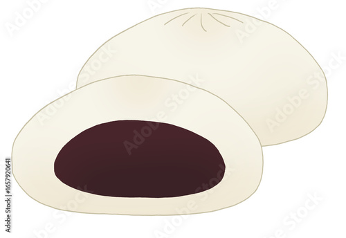 シンプルな2個セットのあんまんのイラスト