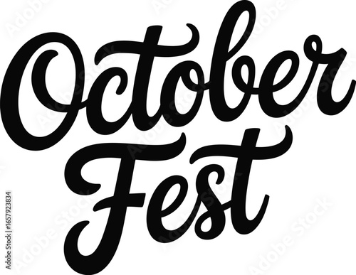 Black October Fest script lettering on white background calligraphy