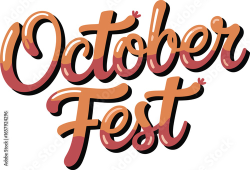 October Fest lettering with gradient colors and decorative elements text typography