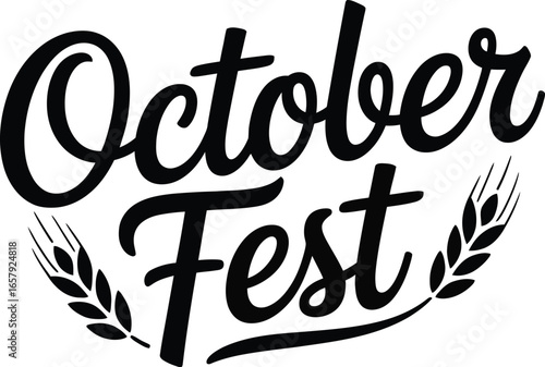 October Fest text with wheat ears on a transparent background lettering typography