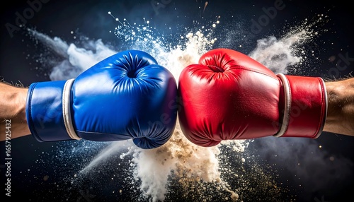 Boxing Gloves Clashing, Dramatic Dust Cloud