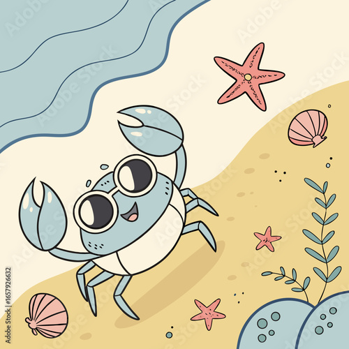 Dancing Baby Crab With Sunglasses

