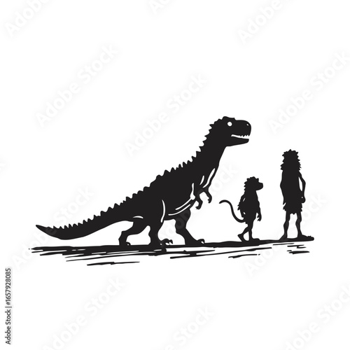 A prehistoric tyrannosaurus rex, a large extinct reptile monster, is rendered in 3D as a toy or a beast against an isolated white background
