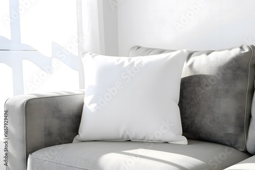 Cozy Sofa with White and Grey Cushions