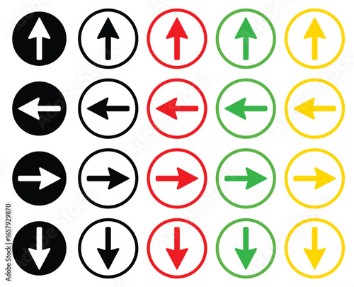 Free Download Colorful directional arrow icons in circular buttons - GFXLoad