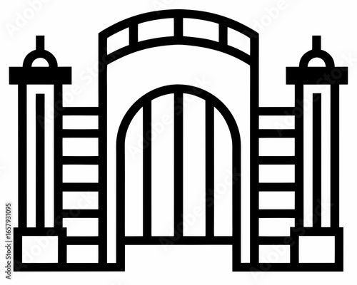 Gate Vector Line Icon black silhouette on white background