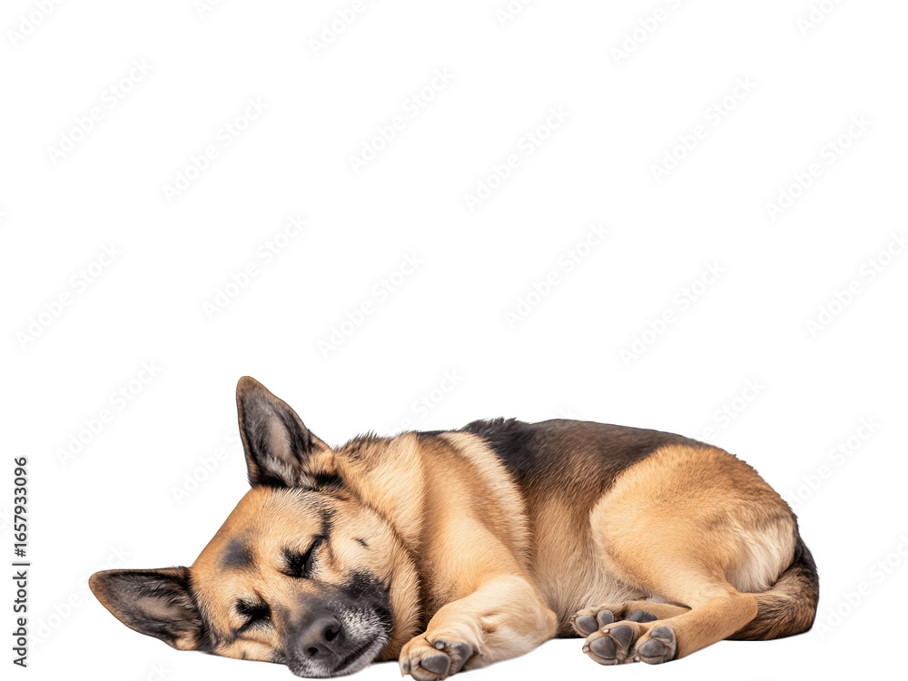 Obraz premium A dog peacefully sleeping curled up