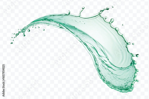 realistic 3d smooth and clean water splash in mid air cut and curve style isolated on transparent background	
