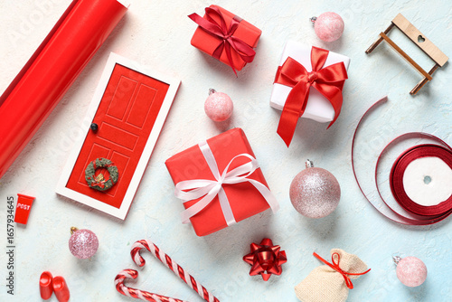 Christmas gift boxes with p...