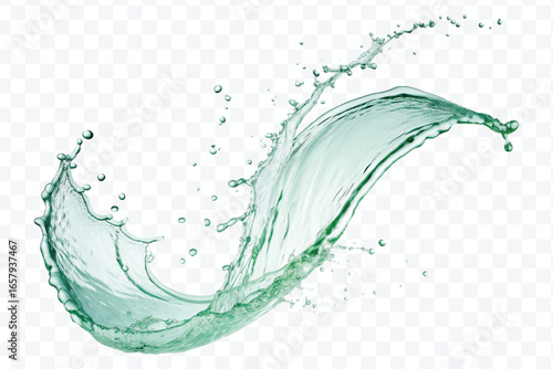 realistic 3d smooth and clean water splash in mid air cut and curve style isolated on transparent background	