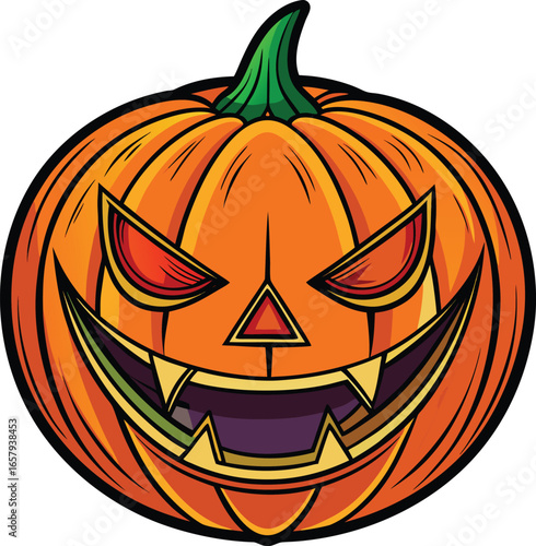 Pumpkin Art Variations Evil Grinning Halloween Pumpkin Face