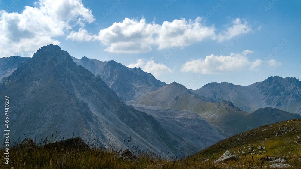 Fototapeta premium green mountain hills and peaks. beautiful gorges and peaks. summer in the mountains