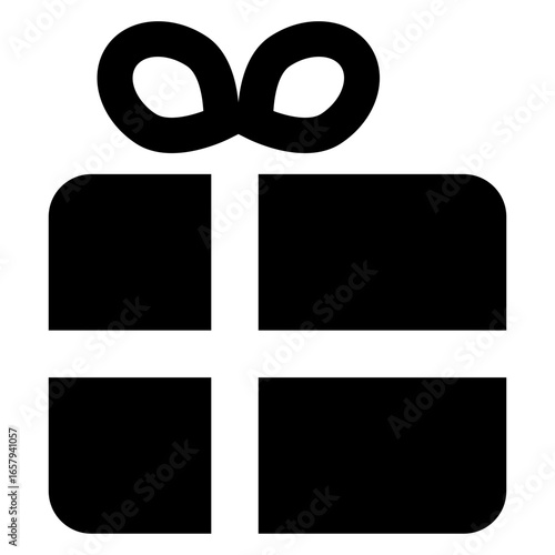 Tiempo de Navidad. Icono con silueta de caja de regalo con lazo de cinta	