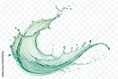 realistic 3d smooth and clean water splash in mid air cut and curve style isolated on transparent background	