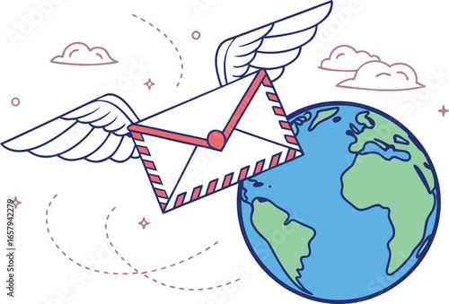 World Post Day Illustration Design for Global Awareness. Creative World Post Day Artwork for Postal Services Campaigns. World Post Day Illustration Featuring Mail and Communication Themes. World Post