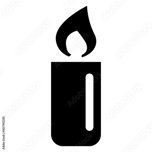 Icono silueta de vela de cera con llama
