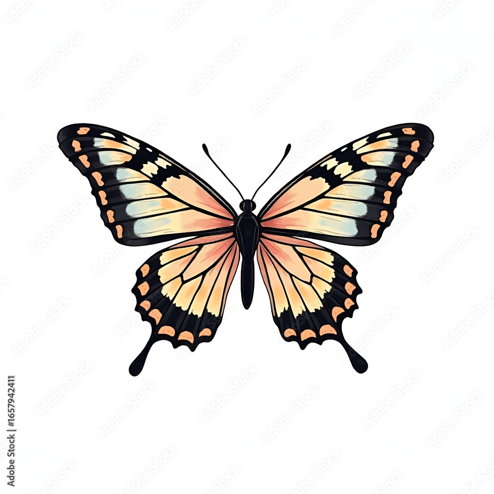 Obraz premium Simple Butterfly Outline Illustration Vector Art