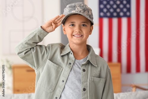 Cute little boy in military...