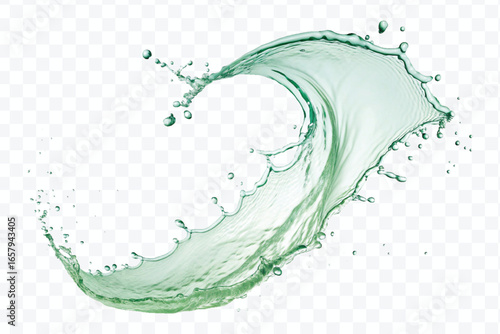 realistic 3d smooth and clean water splash in mid air cut and curve style isolated on transparent background	