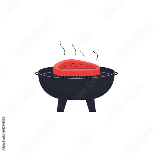 Sizzling Steak on a Cast Iron Grill: A Culinary Illustration