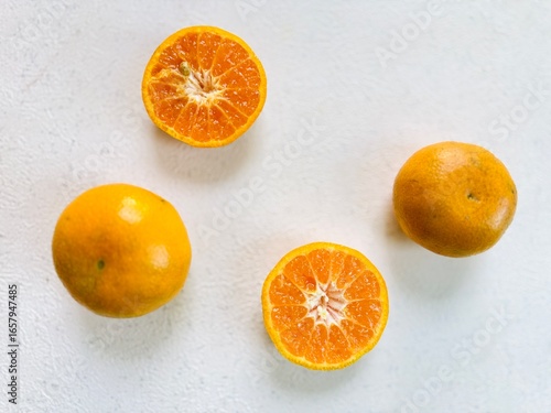 Overhead Shot of Fresh Tangerines 