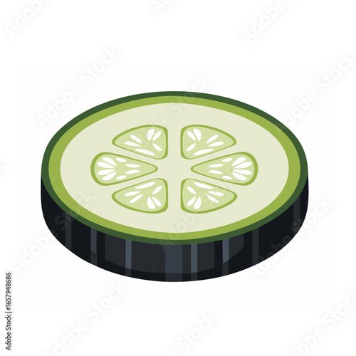 Zucchini Slice: Vibrant Illustration of Fresh Vegetable