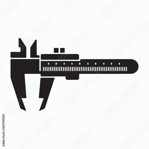Solid vernier caliper icon isolated on white background