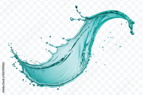 realistic 3d smooth and clean water splash in mid air cut and curve style isolated on transparent background	