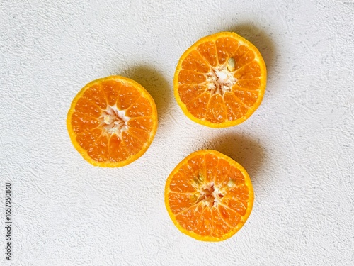 Overhead Shot of Sliced Tangerines 