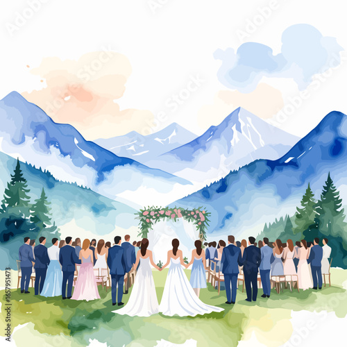 Mountain Wedding Ceremony with Two Brides