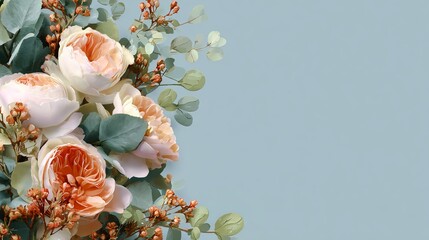 Elegant pastel roses and eucalyptus create a soft, romantic border ideal for invitations, cards, or website backgrounds.