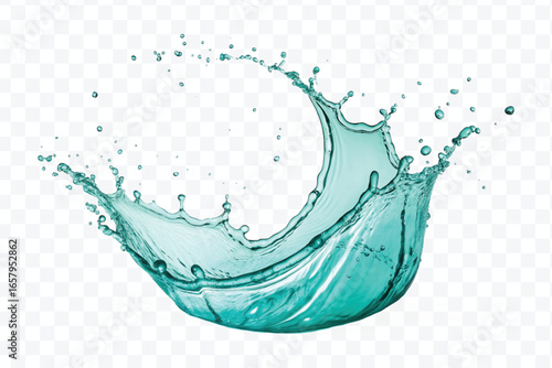 realistic 3d smooth and clean water splash in mid air cut and curve style isolated on transparent background	
