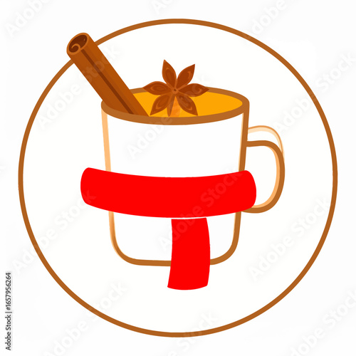 Cozy Mug of Spiced Hot Drink with Cinnamon Stick and Star Anise