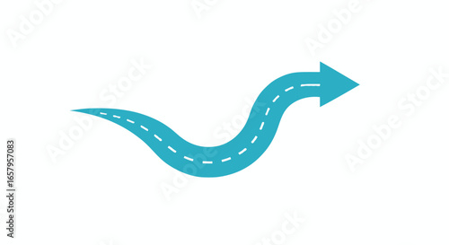 Abstract Road Vector with Arrow Guiding the Way Forward, Pathway Graphic